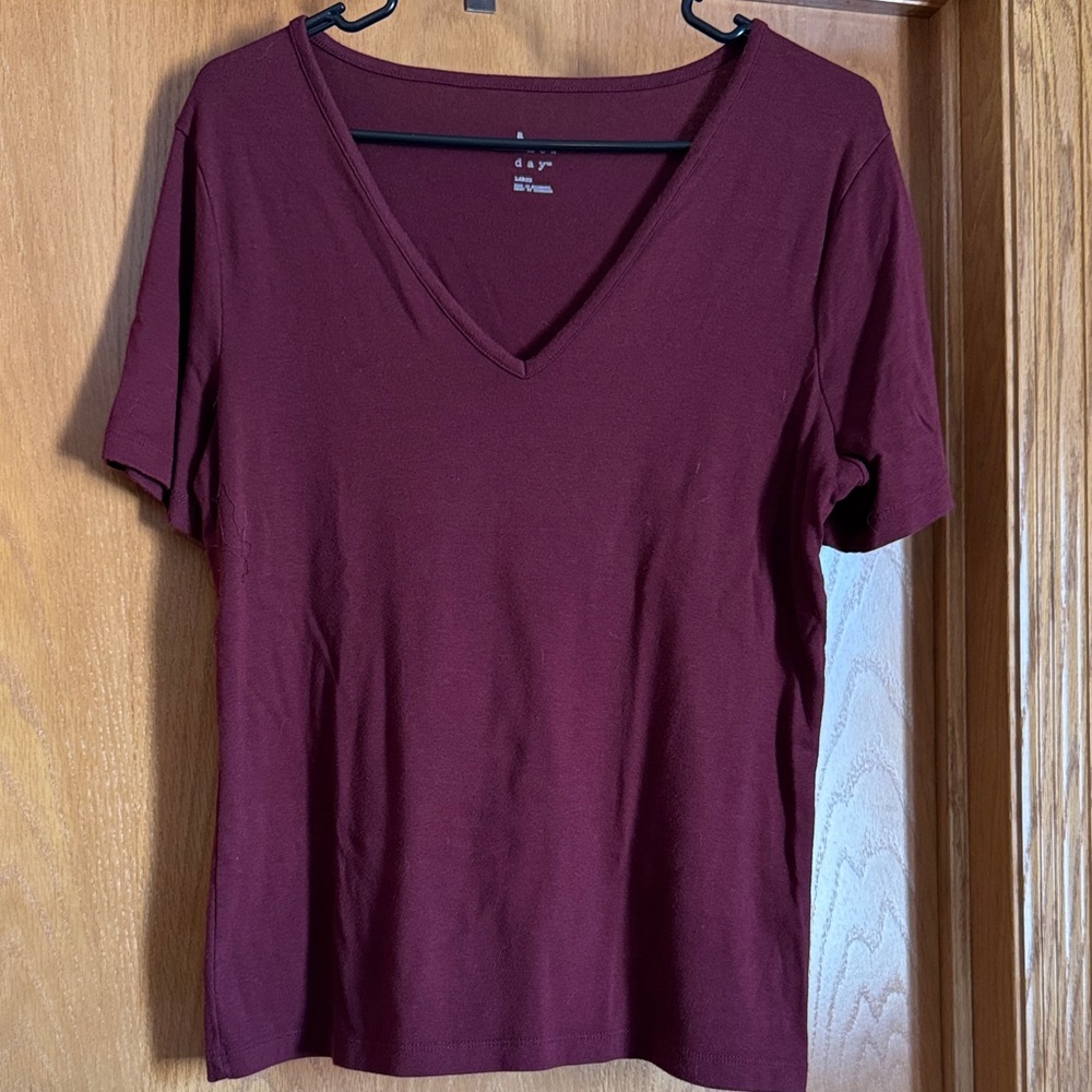Target Women's Short Sleeve V-Neck Top in Deep Burgundy